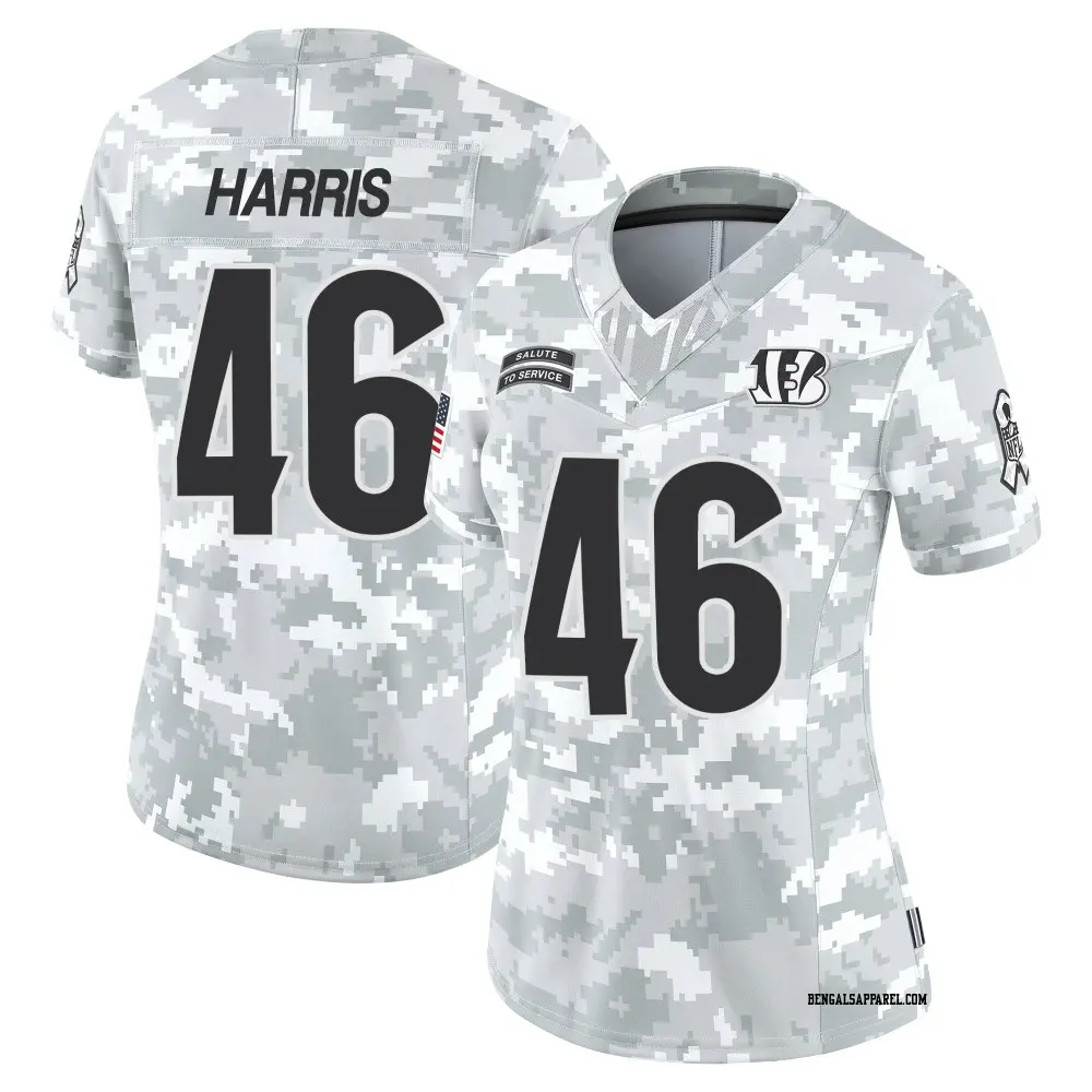 Limited Arctic Camo Women's Clark Harris Cincinnati Bengals 2024 Salute to Service Jersey