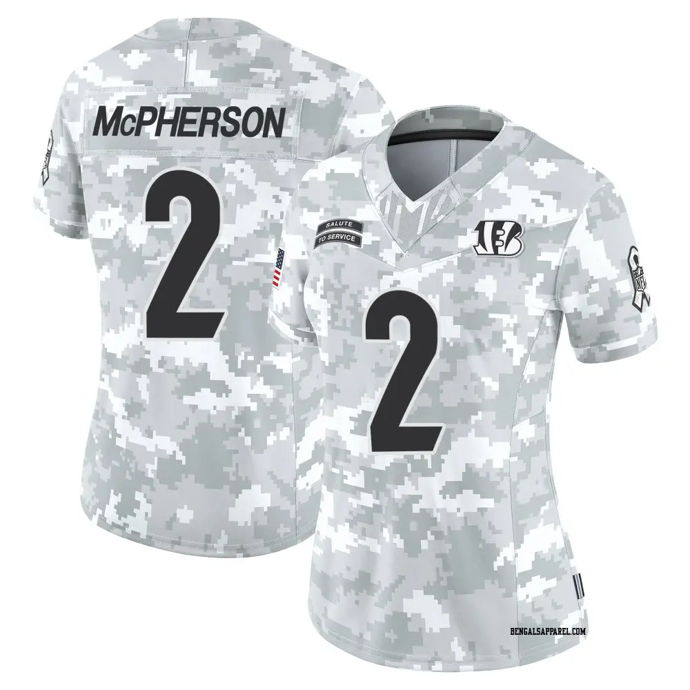 Limited Arctic Camo Women's Evan McPherson Cincinnati Bengals 2024 Salute to Service Jersey