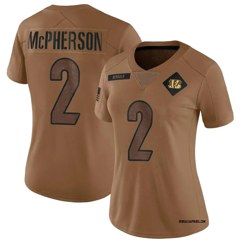 Limited Brown Women's Evan McPherson Cincinnati Bengals 2023 Salute To Service Jersey